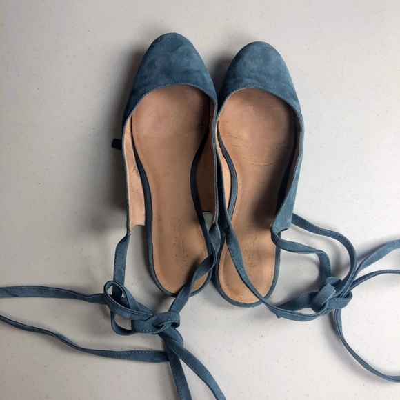 Madewell The April Blue Suede Lace-Up Ballet Flats - Picture 4 of 8